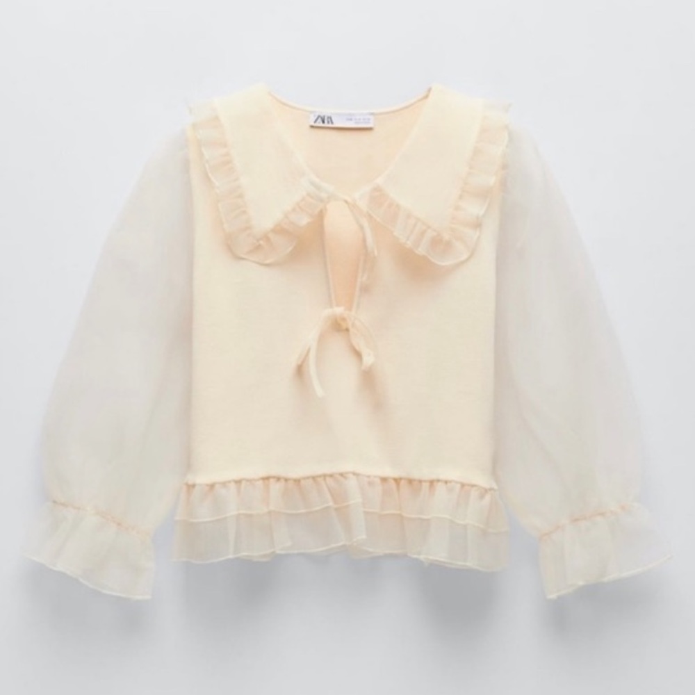 Zara organza knit blouse